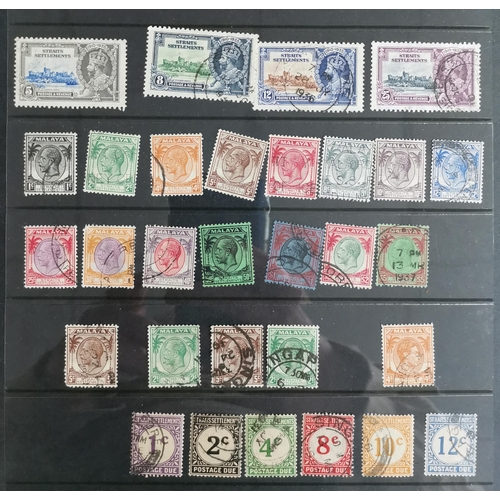 424 - MALAYSIA.  QV-KGV used collection on stocksheets  strength in Straits Settlements incl. 1867 surchar... 