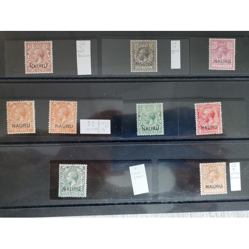 451 - NAURA.  Range mainly M on leaves  stockcards with some light duplication  1916-23 vals to 1/- noting... 