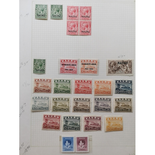 451 - NAURA.  Range mainly M on leaves  stockcards with some light duplication  1916-23 vals to 1/- noting... 