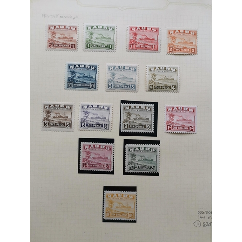 451 - NAURA.  Range mainly M on leaves  stockcards with some light duplication  1916-23 vals to 1/- noting... 