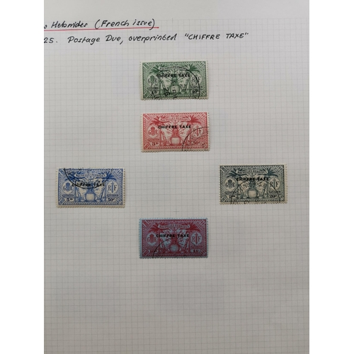 454 - NEW HEBRIDES.  M or U range on leaves from 1908  English with 1911 to 5/- M  1925 to 5/- M  1938 Gol... 