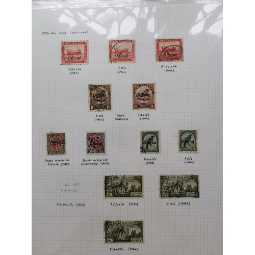 463 - NEW ZEALAND.  OFFICIALS. 1907-1950's M and used duplicated range on leaves with 1907-11 vals to 2/- ... 