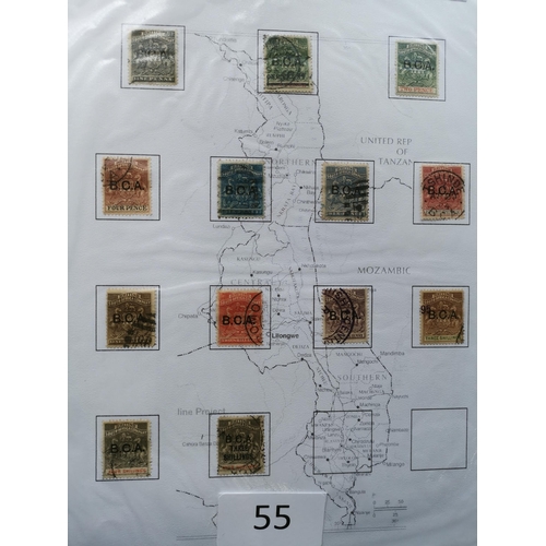 55 - MIXED WORLD.  BRITISH AFRICA. A collection well written up on leaves in binder  value in Nyasaland (... 