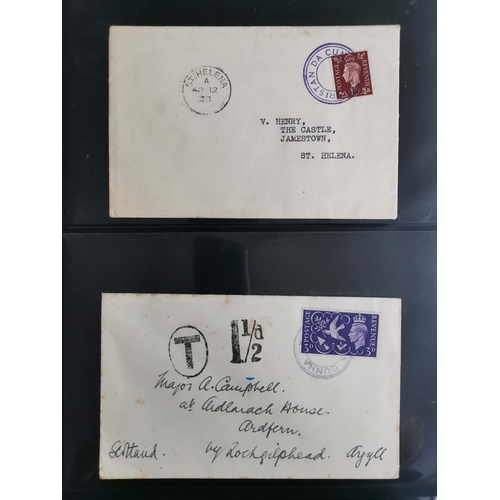 552 - TRISTAN DA CUNHA.  1930's  1940's covers x 2 with Tristan cachets  one with GB 1½d defin  address to... 