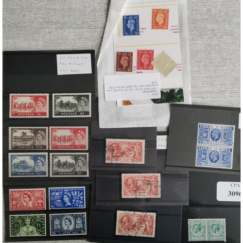 563 - GB MISC.  M and U range on cards  the M incl. 1937-47 to 2½d with sideways wmks  1955 Castles 5/- an... 