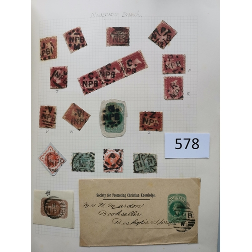 578 - GB MISC.  POSTMARKS. A QV-QE collection in album  with covers/cards  stamps on piece etc. with a goo... 