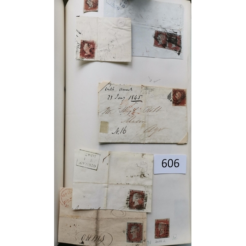 606 - QV.  1841 1d REDS. A collection in album  many on piece with Scottish 1844 type cancels. (approx. 60... 