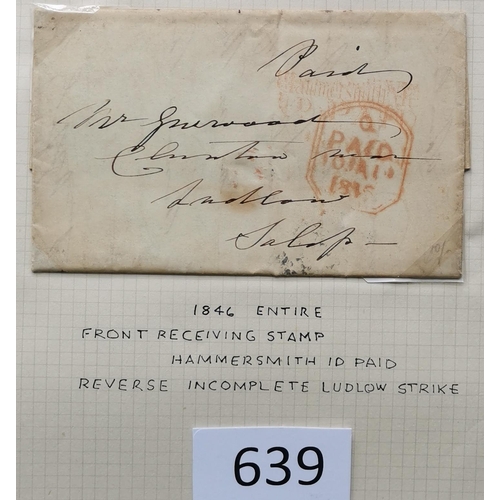 639 - QV.  POSTAL HISTORY. Collection of covers incl. pre-stamp and 1841 1d's on covers. (approx. 35 cover... 