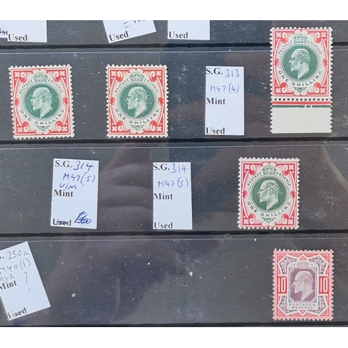 642 - KE VII.  M ranges on stocksheets  values to 1/- (13)  also 2/6d SPECIMEN  with different printings  ... 