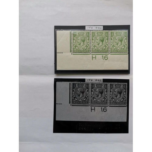 664 - KG V.  1912-24 ½d pale olive-green H16 corner control strip of 3 o.g. SG Spec. N14 (13). 2003 RPS ce... 