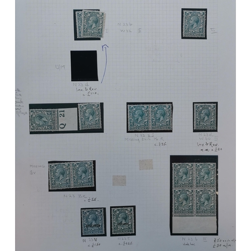 668 - KG V.  1912-24 4d M range incl. a couple of control blocks  2 x SPECIMEN (different types)  wmk and ... 