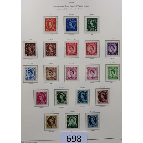 698 - QE II.  1952-70 M collection in Lighthouse album  with ord and phos. commems  Wildings incl. graphit... 