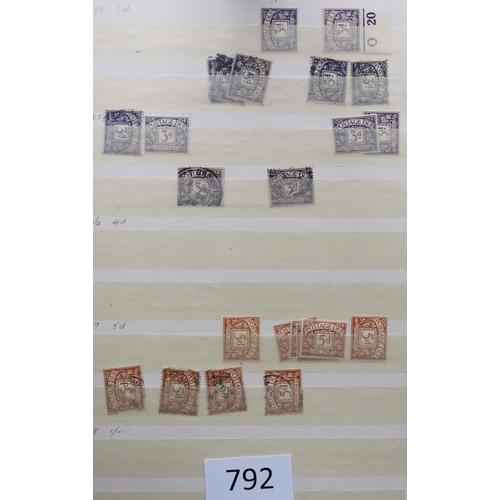 792 - POSTAGE DUES.  M (some unmounted) and used stock in stockbook  many useful sets and values. Watermar... 