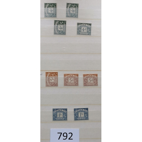 792 - POSTAGE DUES.  M (some unmounted) and used stock in stockbook  many useful sets and values. Watermar... 