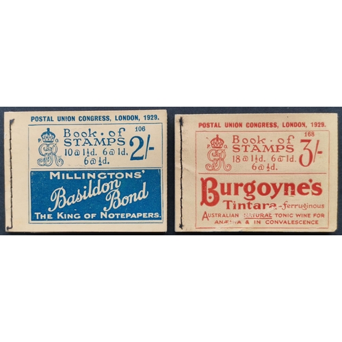 812 - BOOKLETS.  1929 PUC 2/- and 3/-. Some soiling. BB13 and BB25. (2 bklts)