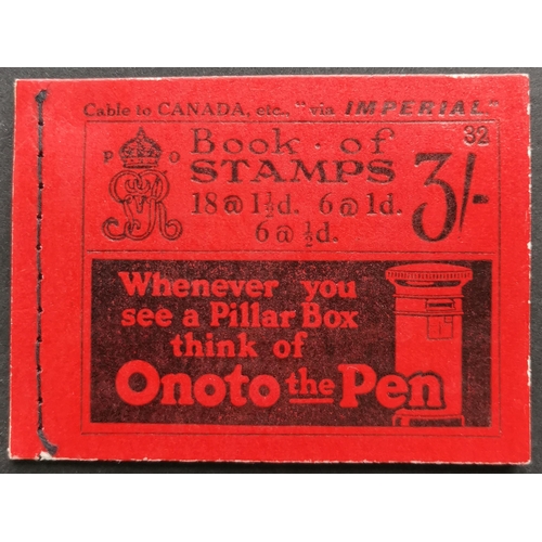 821 - BOOKLETS.  1922 (May) 3/- no. 32. BB22. (1 bklt)