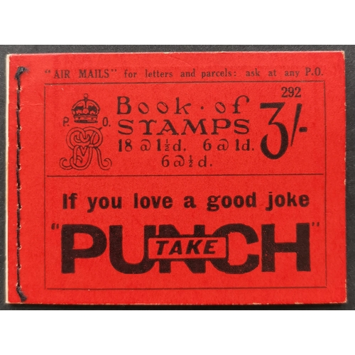 825 - BOOKLETS.  1935 (Jan) 3/- no. 292. Slight offset marks on gum. BB27. (1 bklt)