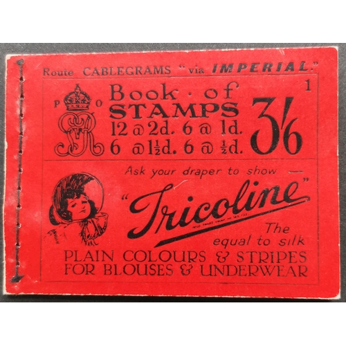 829 - BOOKLETS.  1921 (July) 3/6 no. 1. A few marks on gum otherwise fine. BB32. (1 bklt)