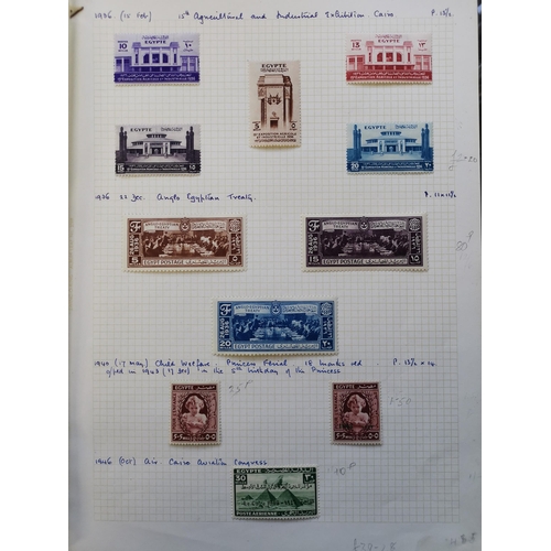 116 - EGYPT.  M range on stocksheet  card etc.  incl. 1933 Railway and 1933 Aviation sets marginal with A/... 