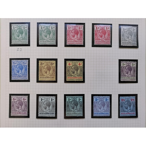 285 - BRITISH SOLOMON IS.  M collection with 1907 to 1/-  1908-11 to 5/- (slight tone)  1914-23 vals to 2/... 