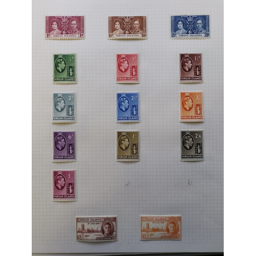 287 - BRITISH VIRGIN IS.  QV-KGVI M/U range on leaves incl. 1887-9 4d (x 4) M  1/- o.g. and FU  1888 4d on... 