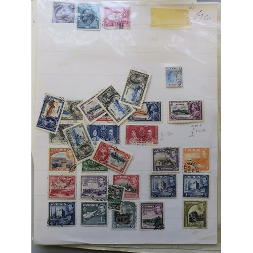 324 - CYPRUS.  Various M and U on stocksheets and leaves  incl. QV M and U vals to 18pi  1948 SW 1½pi UM b... 