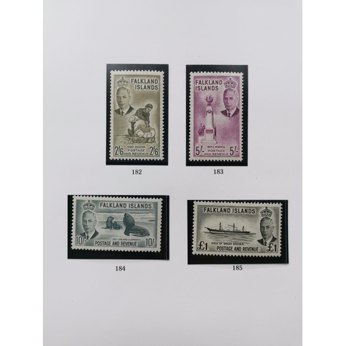 346 - FALKLAND IS.  KGVI M collection incl. 1938-50 5/- (2 shades) and 10/- (2 shades)  and 1952 to £1. (2... 