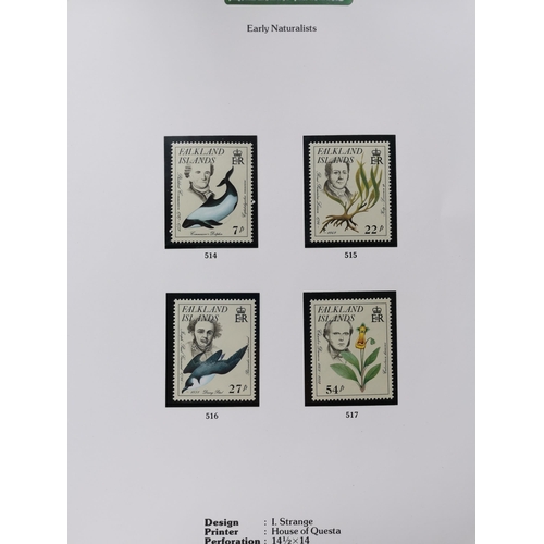 349 - FALKLAND IS.  1953 to 1985 collection on printed leaves  M to 1960 incl. Birds to £1  then apparentl... 