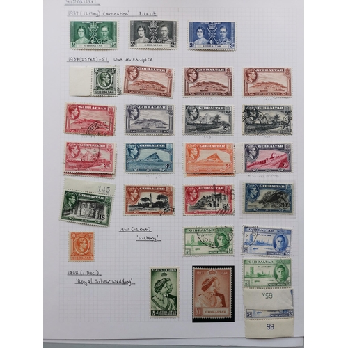 366 - GIBRALTAR.  QV to 1960 M and U collection on leaves incl. 1889 to 75c on 1/- M or U  later QV vals t... 