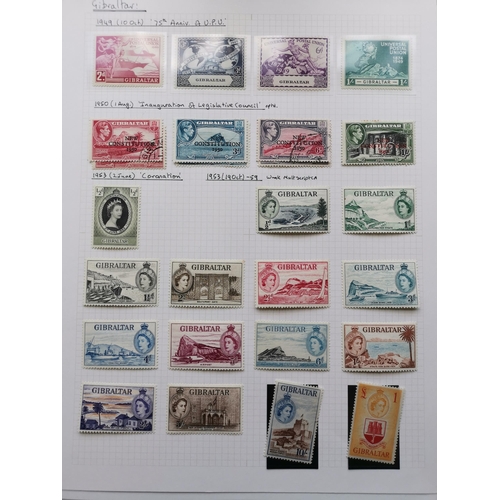 366 - GIBRALTAR.  QV to 1960 M and U collection on leaves incl. 1889 to 75c on 1/- M or U  later QV vals t... 