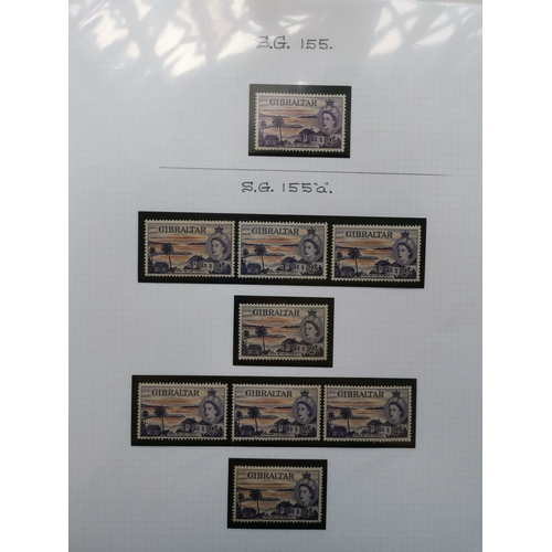 375 - GIBRALTAR.  M stock of 1953-9 and 1960-62 defins  with 1953-9 to 2/- (9)  5/- (5)  10/- (6) and £1 (... 