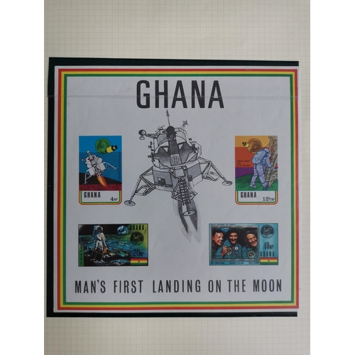 383 - GOLD COAST.  GHANA. 1970 Moon Landing m/s perf and imperf  and another imperf m/s with Philympia 197... 