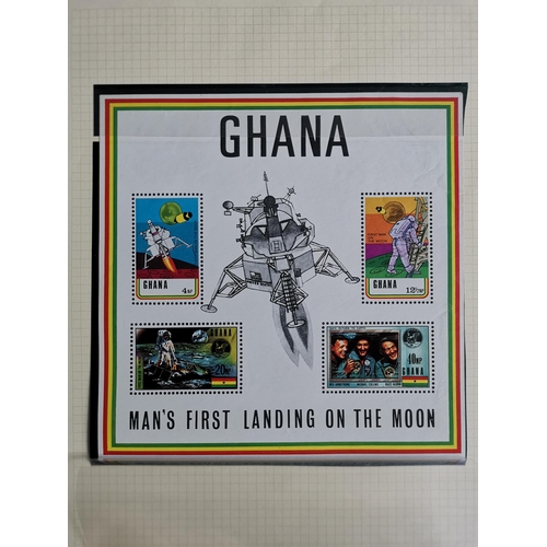 383 - GOLD COAST.  GHANA. 1970 Moon Landing m/s perf and imperf  and another imperf m/s with Philympia 197... 