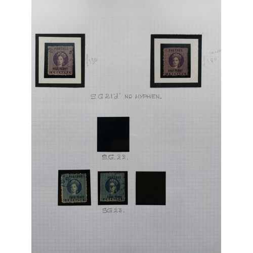 384 - GRENADA.  QV-KGV M/used range on leaves with useful selection of QV Chalons o.g. or used  several 1d... 