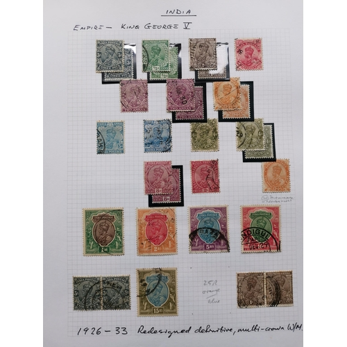 395 - INDIA.  QV to 1950's M and U collection on leaves  incl. 1895 2r and 3r M  1902 3r M  used vals to 1... 