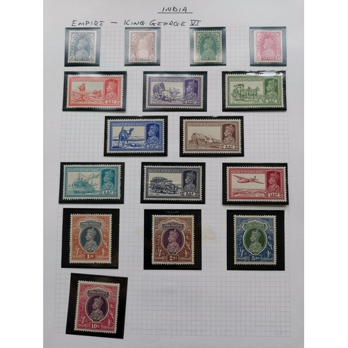 395 - INDIA.  QV to 1950's M and U collection on leaves  incl. 1895 2r and 3r M  1902 3r M  used vals to 1... 