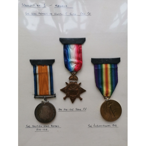 108 - MIXED WORLD.  MEDALS. WWI set of 3 for Martin J. Rush CTN SR. (3 items)