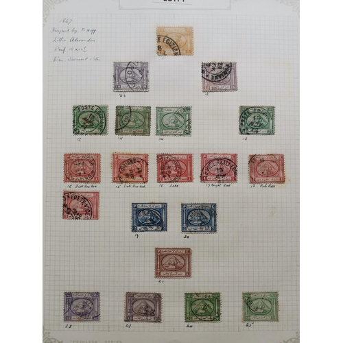 165 - EGYPT.  M and U collection on leaves  value in 1866 to 1920's period  varied condition  incl. 1866 m... 