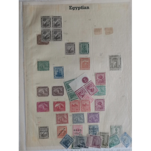 169 - EGYPT.  M and U early to middle period collections on leaves  better noted incl. 1922 Monarchy 100m ... 