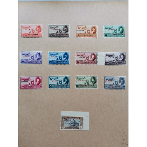 175 - EGYPT.  OCCUPATION OF GAZA. 1948 set of 19 to £1  Air set of 12 and Express Letter 40m  and with add... 