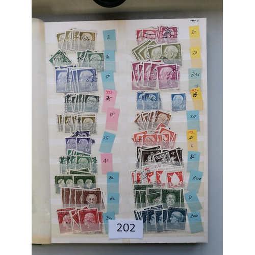 202 - GERMANY.  WEST GERMANY. A used stock  mainly fine  incl. 1949 Parliament x 4  Stamp Centenary x 2  U... 