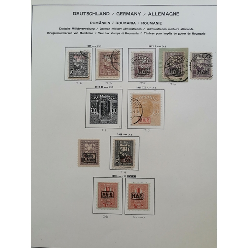 213 - GERMANY.  WWI OCCUPATION. A M and U collection on printed leaves  incl. Occupation of Belgium  Ruman... 