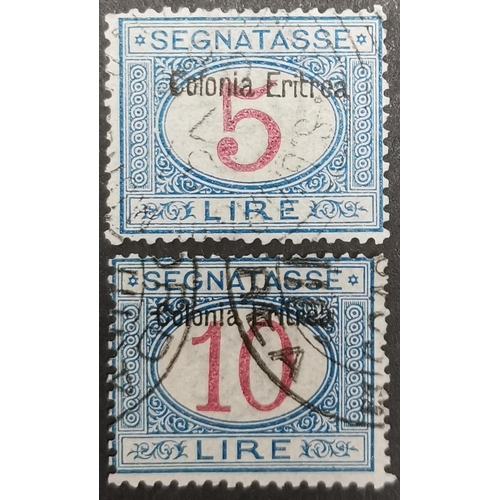 245 - ITALY.  ERITREA. 1903 Postage Due 5l and 10l  a few blunt perfs  otherwise FU. SGD39-40. Cat. £1 000... 