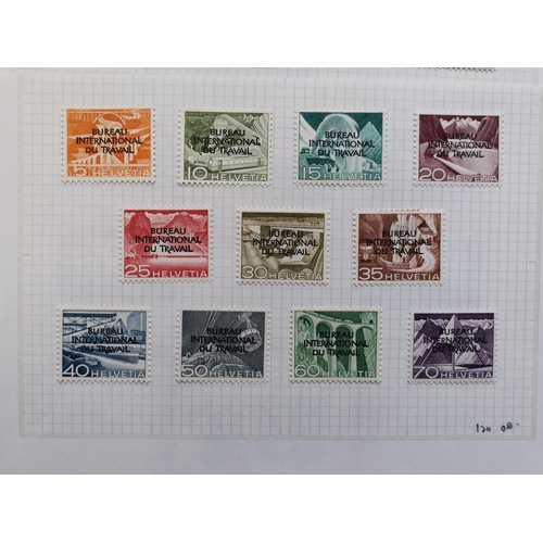 303 - SWITZERLAND.  1930's to 1960's M and U collection on leaves incl. 1945 PAX 10f FU  1951 Lucerne and ... 