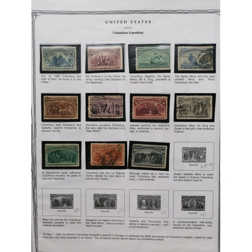 312 - UNITED STATES OF AMERICA.  Useful collection on leaves  c.1870-1920  with defins to 90c used  1893 C... 