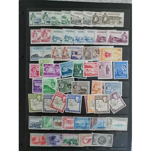 36 - MIXED WORLD.  Collection of KGVI and early QE defins (nearly all complete sets) M on 12 stocksheets ... 