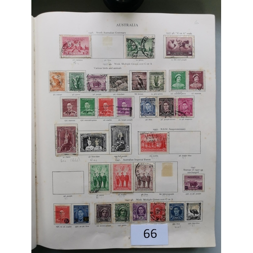 66 - MIXED WORLD.  KGVI M and U collection in green SG Crown album  varied condition  and the album condi... 