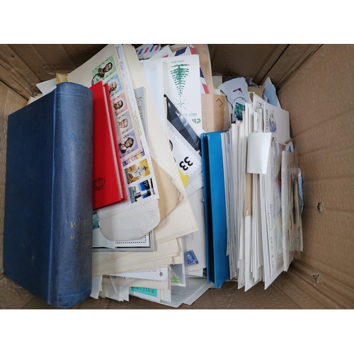 92 - MIXED WORLD.  Diverse accumulation in large carton  covers and stamps  much loose. Buyer must collec... 