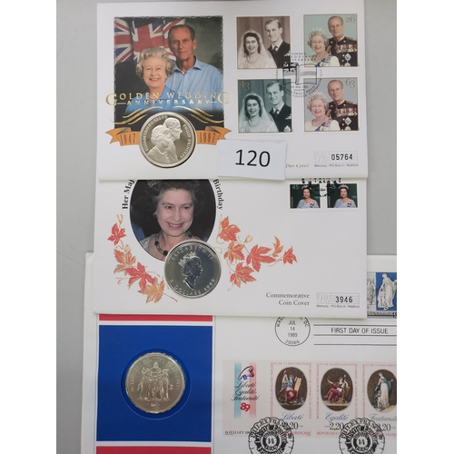 120 - MIXED WORLD.  COIN COVERS. Small selection of various incl. Silver Ounce x 3  Guernsey 1999 RW  also... 