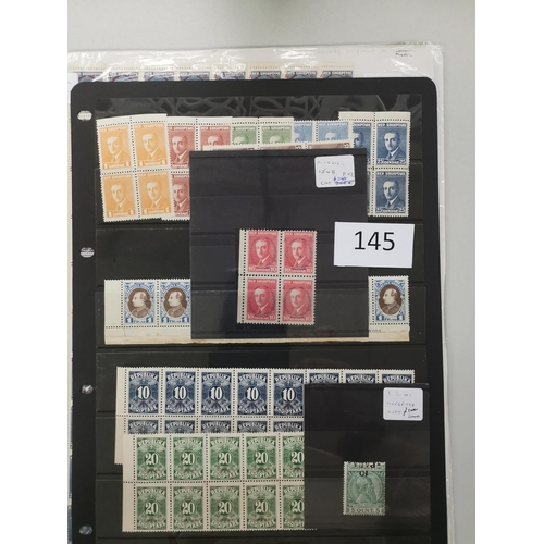 145 - ALBANIA.  Interesting group of mainly 1920's UM items incl. blocks  varieties incl. 1914 10pa on 5q ... 